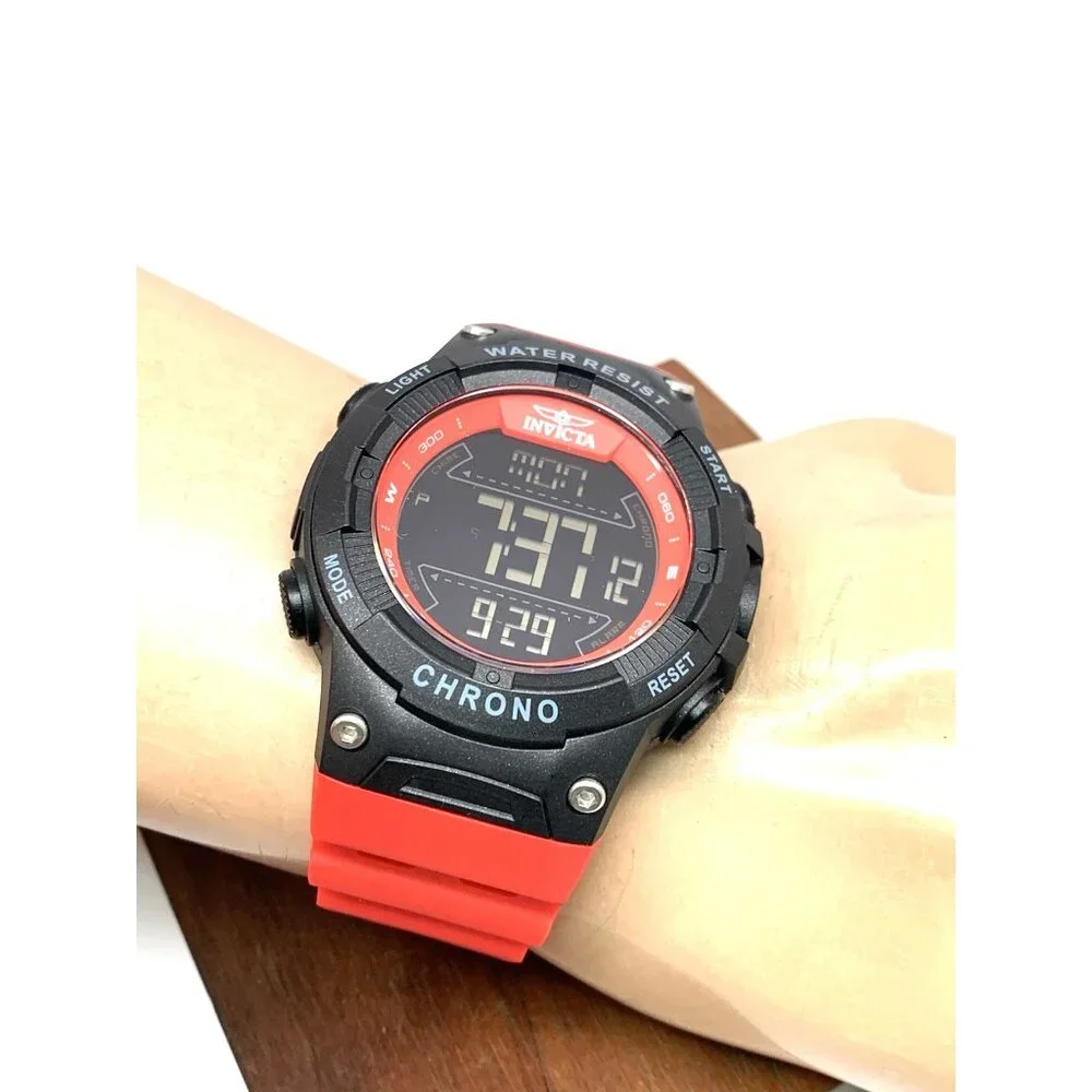 Invicta Men's Watch 47528 Racing Quartz Digital Black Red Resin Strap 52mm